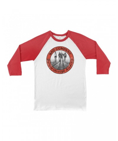 Bad Company 3/4 Sleeve Baseball Tee | Burnin Through America Design Shirt $11.38 Shirts