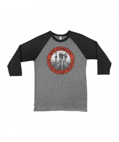 Bad Company 3/4 Sleeve Baseball Tee | Burnin Through America Design Shirt $11.38 Shirts