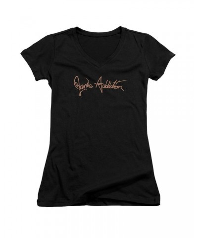 Jane's Addiction Junior's V-Neck Shirt | SCRIPT LOGO Junior's Tee $8.80 Shirts