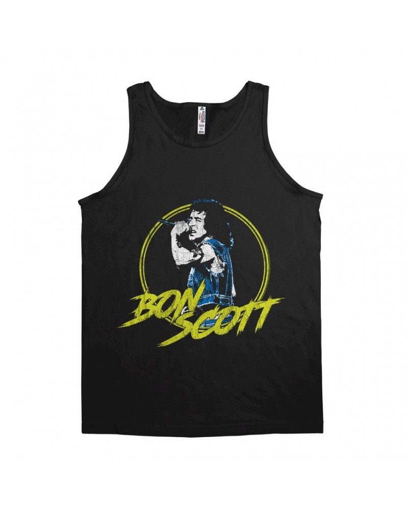 Bon Scott Unisex Tank Top | Circular Pop Art Yellow Shirt $9.23 Shirts