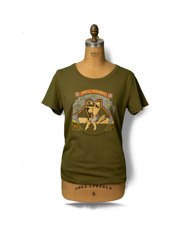 Neil Young Soft Organic Homegrown Women's Green T-Shirt $13.30 Shirts