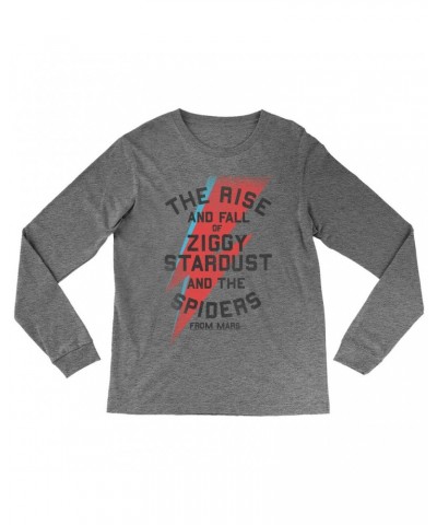 Heather Long Sleeve Shirt | The Rise And Fall Of Ziggy Stardust And The Spiders From Mars Lightning Bolt Distressed Shirt $14...