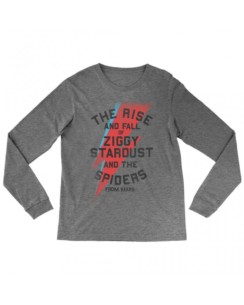 Heather Long Sleeve Shirt | The Rise And Fall Of Ziggy Stardust And The Spiders From Mars Lightning Bolt Distressed Shirt $14...