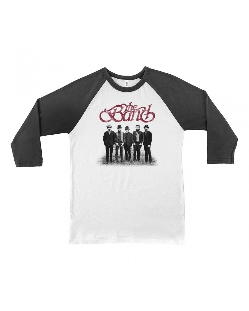 The Band 3/4 Sleeve Baseball Tee | Group Photo And Logo Distressed Shirt $13.78 Shirts