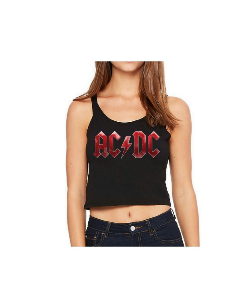 AC/DC Red Grunge Logo Sleeveless Crop Top $15.00 Shirts