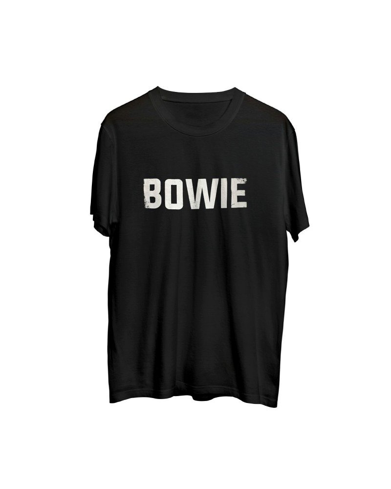 David Bowie White Bowie Text Black T-Shirt $12.00 Shirts