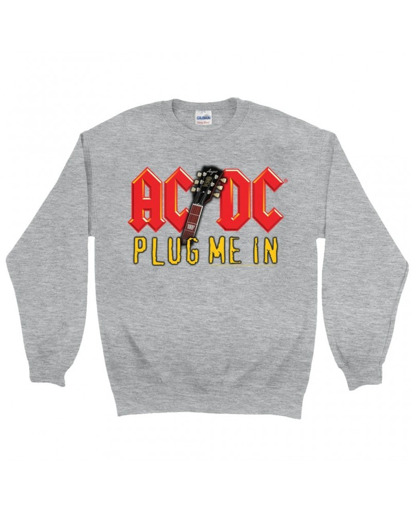 AC/DC Sweatshirt | Plug Me In With Logo Image Sweatshirt $16.08 Sweatshirts