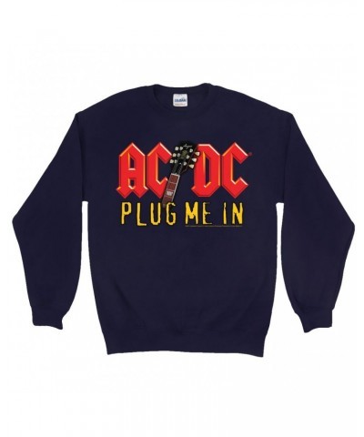 AC/DC Sweatshirt | Plug Me In With Logo Image Sweatshirt $16.08 Sweatshirts