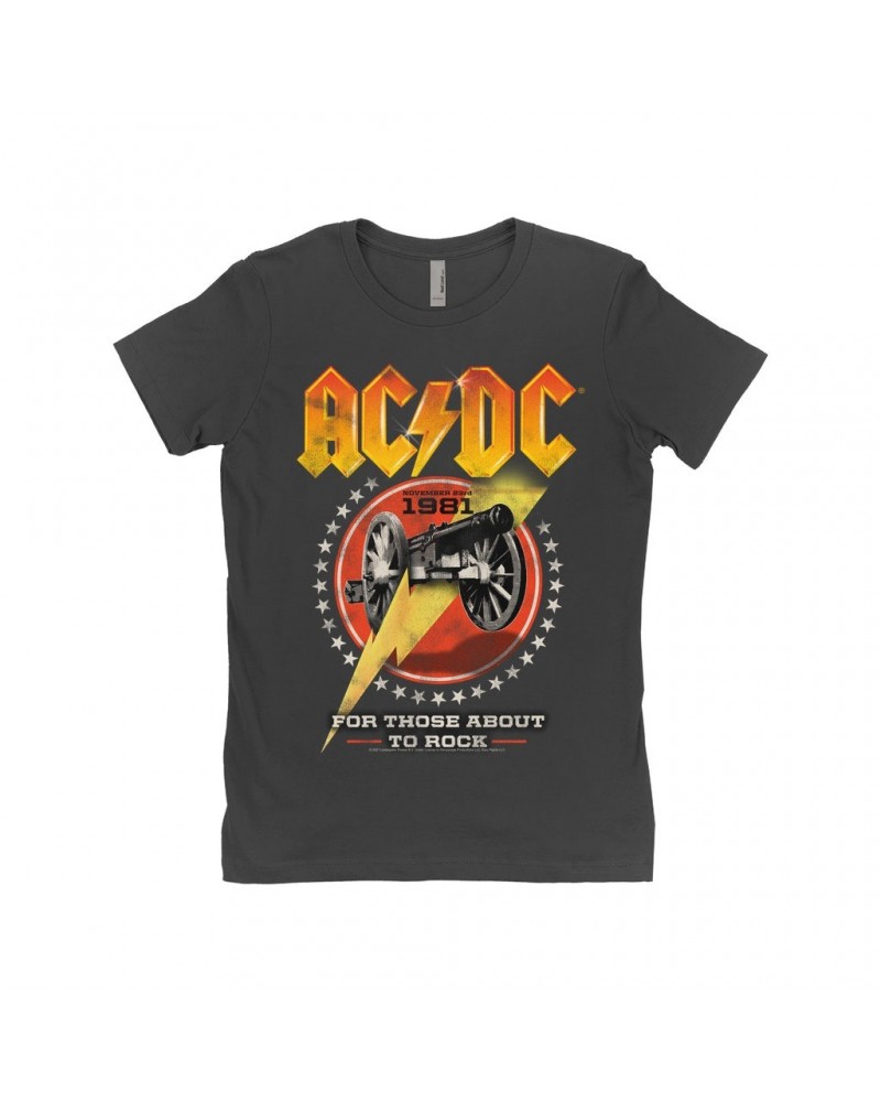 AC/DC Ladies' Boyfriend T-Shirt | For Those About To Rock Tour 1981 Shirt $11.98 Shirts