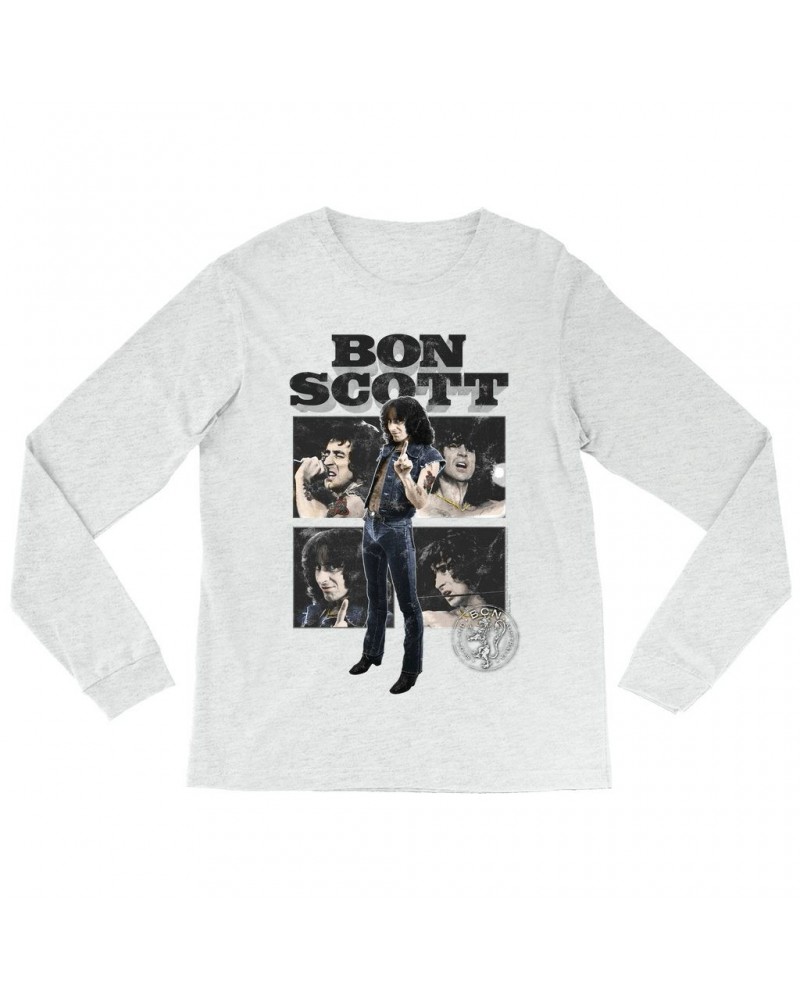 Bon Scott Long Sleeve Shirt | Vintage Color Photo Collage Shirt $12.88 Shirts