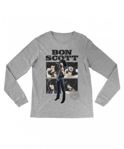 Bon Scott Long Sleeve Shirt | Vintage Color Photo Collage Shirt $12.88 Shirts