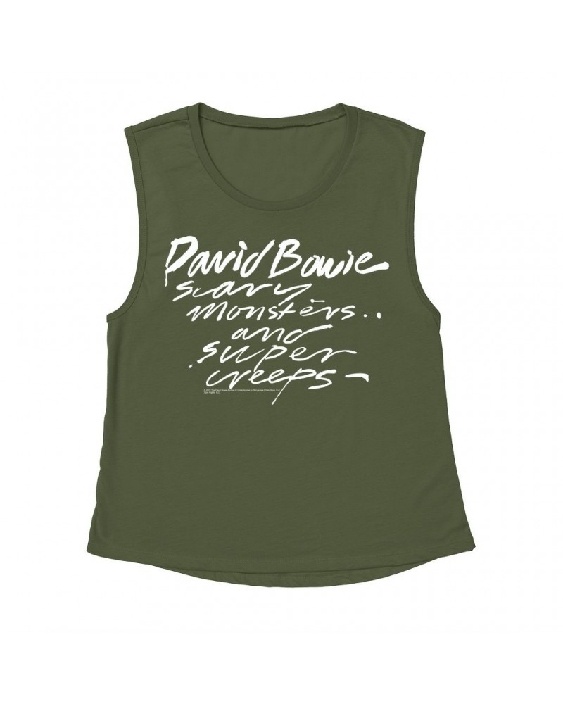 David Bowie Ladies' Muscle Tank Top | Scary Monsters And Super Creeps Shirt $13.18 Shirts