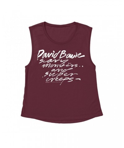 David Bowie Ladies' Muscle Tank Top | Scary Monsters And Super Creeps Shirt $13.18 Shirts