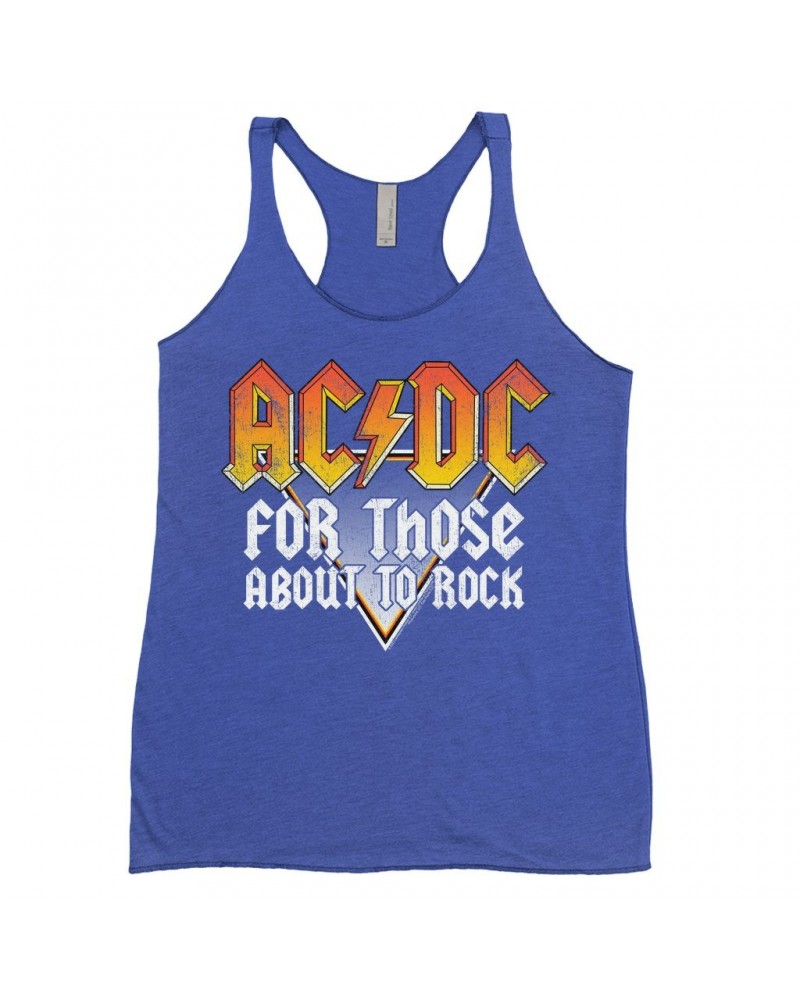 AC/DC Ladies' Tank Top | Orange Ombre For Those About To Rock Design Distressed Shirt $13.90 Shirts