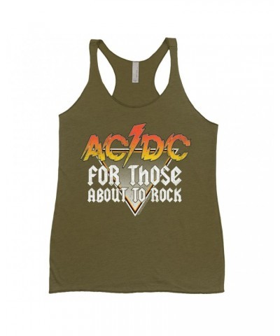 AC/DC Ladies' Tank Top | Orange Ombre For Those About To Rock Design Distressed Shirt $13.90 Shirts