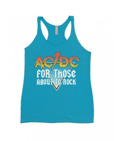 AC/DC Ladies' Tank Top | Orange Ombre For Those About To Rock Design Distressed Shirt $13.90 Shirts