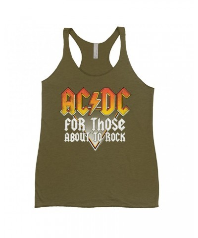 AC/DC Ladies' Tank Top | Orange Ombre For Those About To Rock Design Distressed Shirt $13.90 Shirts