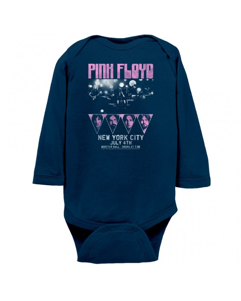 Pink Floyd Long Sleeve Bodysuit | New York City 4th Of July Concert Poster Pink Bodysuit $10.90 Shirts