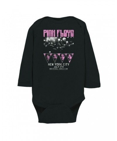 Pink Floyd Long Sleeve Bodysuit | New York City 4th Of July Concert Poster Pink Bodysuit $10.90 Shirts