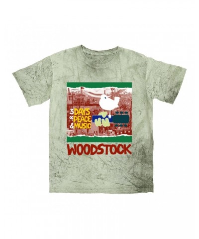 Woodstock T-shirt | Red Green 3 Days Of Peace Structure Design Color Blast Shirt $9.28 Shirts