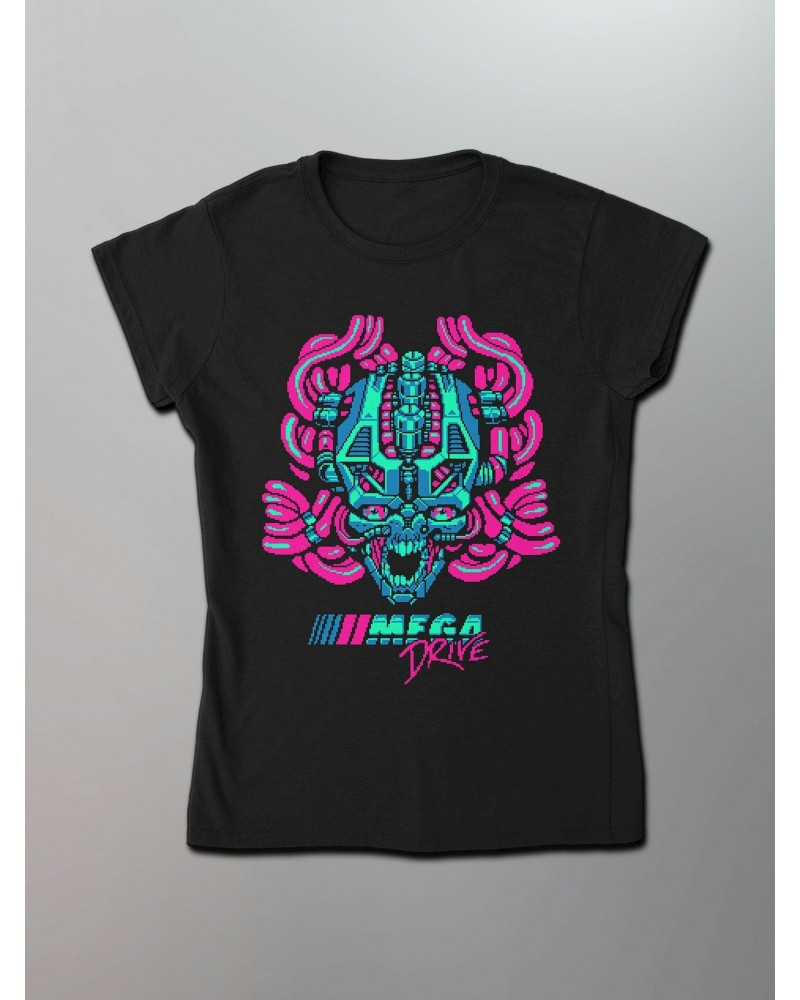 Mega Drive Pixel Skull Women's Shirt [Pink] $11.00 Shirts