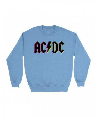 AC/DC Bright Colored Sweatshirt | Neon Glitch Logo Sweatshirt $14.33 Sweatshirts