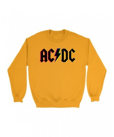 AC/DC Bright Colored Sweatshirt | Neon Glitch Logo Sweatshirt $14.33 Sweatshirts