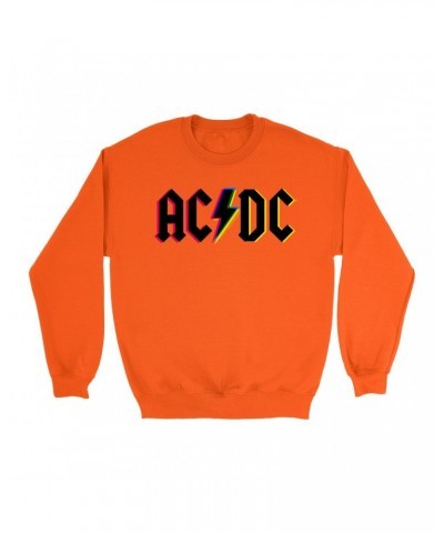 AC/DC Bright Colored Sweatshirt | Neon Glitch Logo Sweatshirt $14.33 Sweatshirts