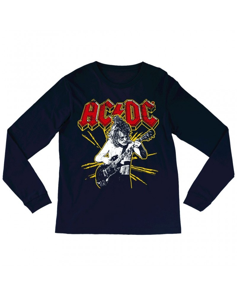 AC/DC Long Sleeve Shirt | Angus Red And Yellow Burst Shirt $9.58 Shirts