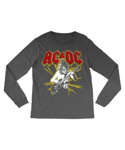 AC/DC Long Sleeve Shirt | Angus Red And Yellow Burst Shirt $9.58 Shirts