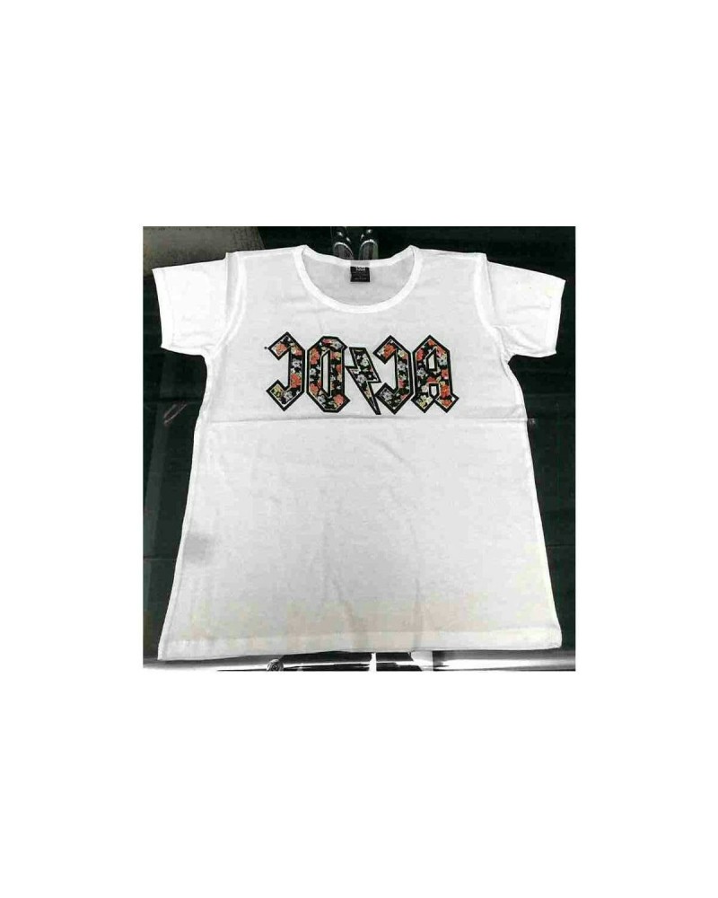 AC/DC White T-shirt with Black Outlined Floral Print AC/DC Logo $2.05 Shirts