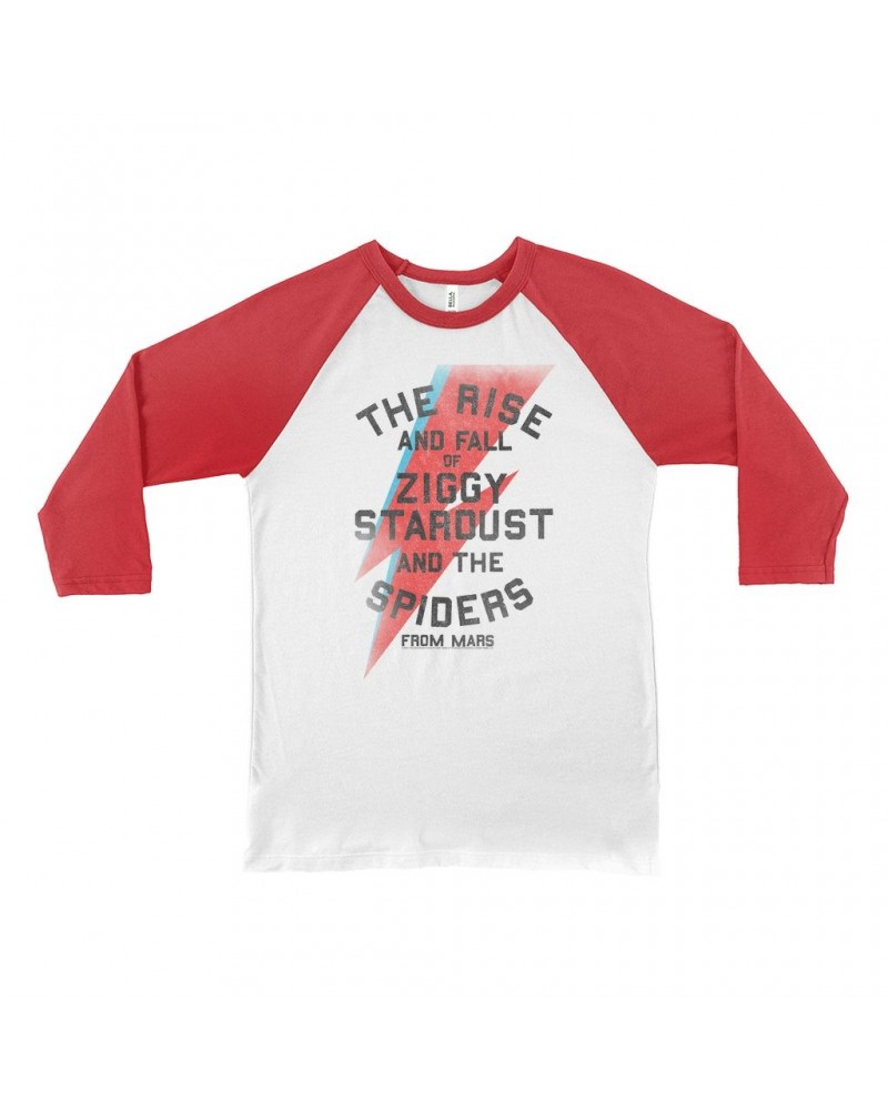 3/4 Sleeve Baseball Tee | The Rise And Fall Of Ziggy Stardust And The Spiders From Mars Lightning Bolt Distressed Shirt $13.7...