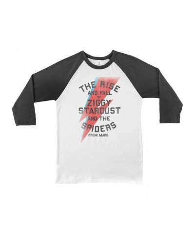 3/4 Sleeve Baseball Tee | The Rise And Fall Of Ziggy Stardust And The Spiders From Mars Lightning Bolt Distressed Shirt $13.7...