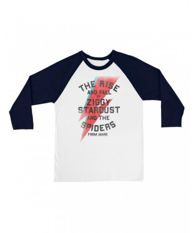 3/4 Sleeve Baseball Tee | The Rise And Fall Of Ziggy Stardust And The Spiders From Mars Lightning Bolt Distressed Shirt $13.7...